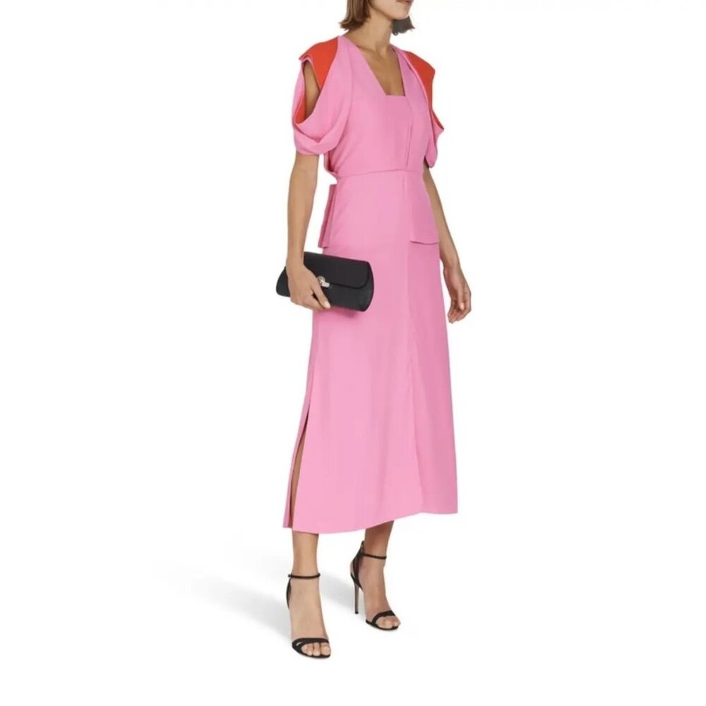 Bottega Veneta Liquid Cut-out Details V-neck Midi Dress In Bubblegum Poppy IT 40